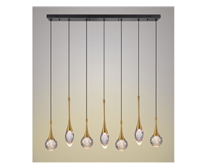 Kristal bubbel-7 recht goud / antiek brons
